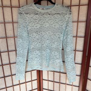 AFRM Zadie Lace Long Sleeve Top - Light Blue
